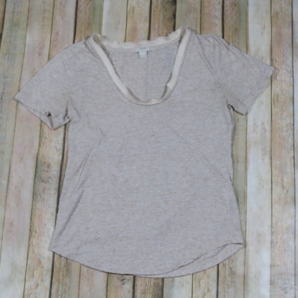 J. Crew Tops - J. Crew Satin Trim Shirt F0781 V Neck S/S Linen